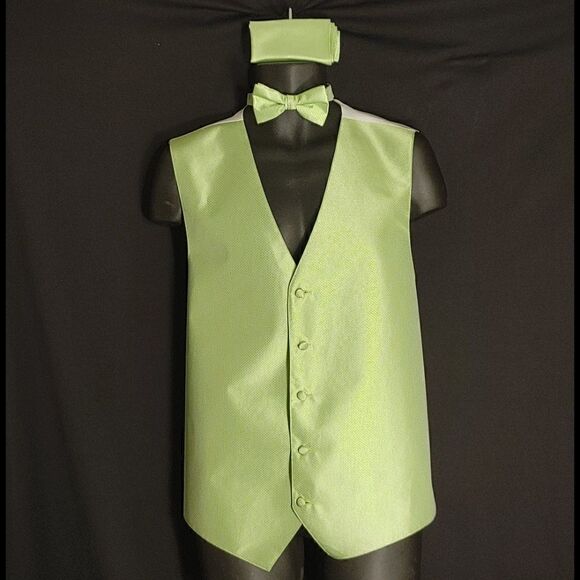 MEN'S LARR BRIO 3 PIECE FORMAL VEST & TIE SET LT - Picture 1 of 7